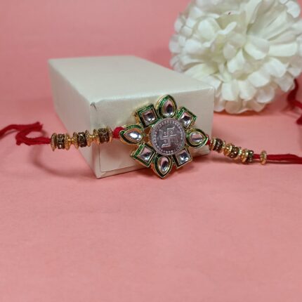 Sankhiya with Kundan Silver Rakhi – Tie the Bond of Purity & Love
