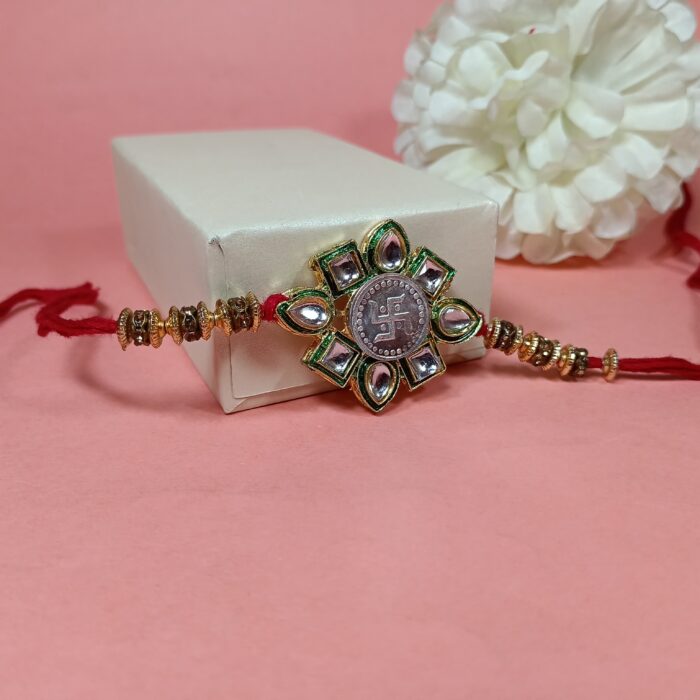 Sankhiya with Kundan Silver Rakhi – Tie the Bond of Purity & Love