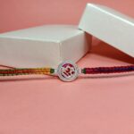 Pure Silver Om Rakhi with Colourful Dhaga