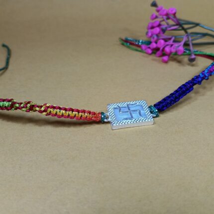 Divine Swastika Silver Rakhi
