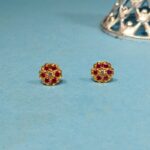 Gold Plated Ruby Flower Stud Earrings