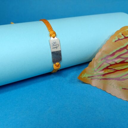 925 Silver Trishul-Damru Rakhi with Saffron Thread