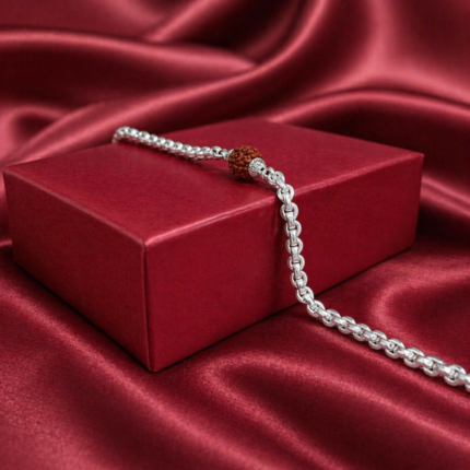 Single Rudraksha Pure Silver Bracelet – Minimal & Spiritual