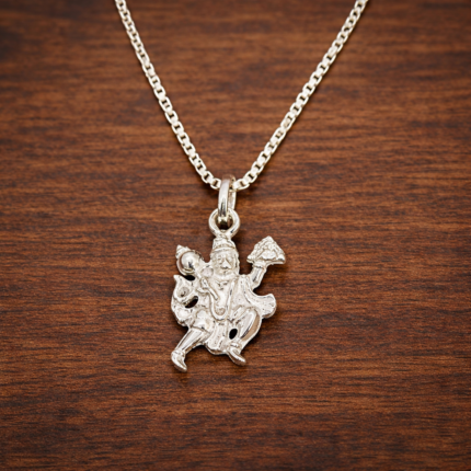 Divine Pure Silver Hanuman Pendant – Sanjeevani Form (Without Chain)