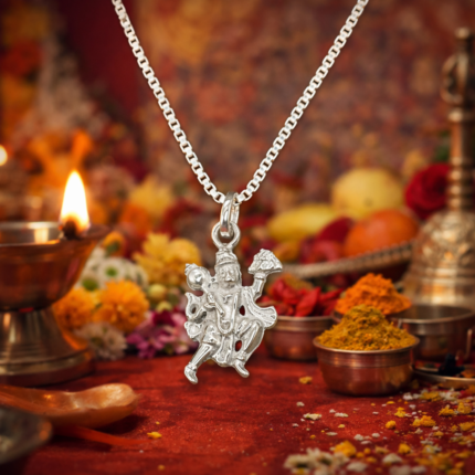 Divine Pure Silver Hanuman Pendant – Sanjeevani Form (Without Chain)