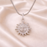 Pure Silver Surya Face Pendant – Symbol of Energy & Power