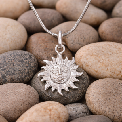 Pure Silver Surya Face Pendant – Symbol of Energy & Power