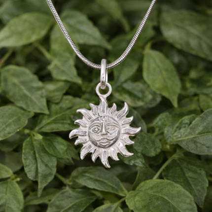 Pure Silver Surya Face Pendant – Symbol of Energy & Power
