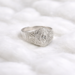 Pure Silver Heritage Ring – Bold Engraved Design