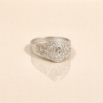 Pure Silver Heritage Ring – Bold Engraved Design