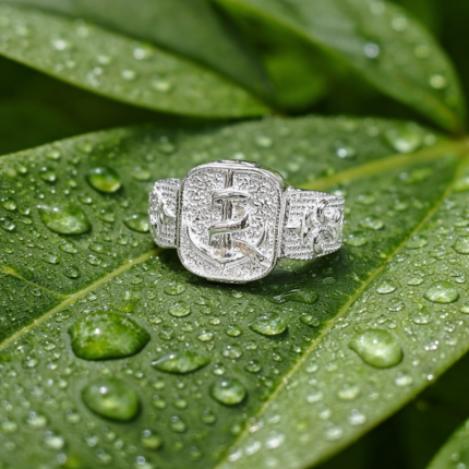 Pure Silver Stylish Ring – Anchor Engraved Design