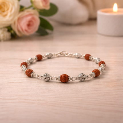 Nine Rudraksha Pure Silver Bracelet