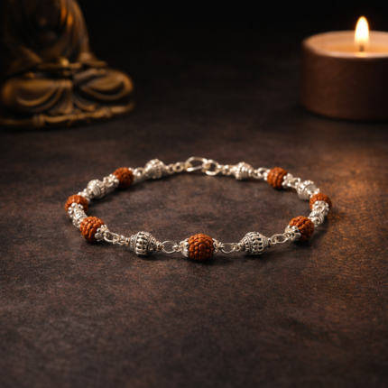 Nine Rudraksha Pure Silver Bracelet