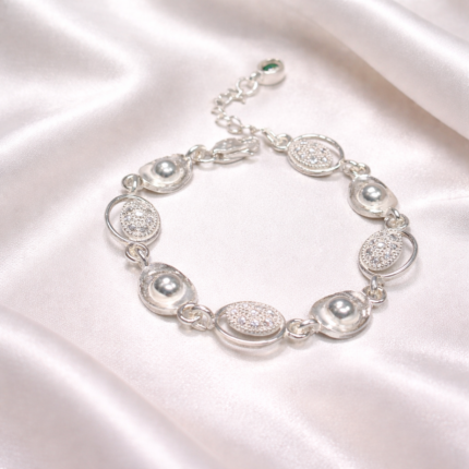 Pure Silver Textured Charm Bracelet