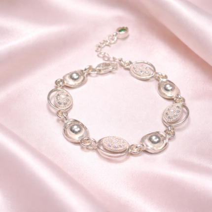 Pure Silver Textured Charm Bracelet