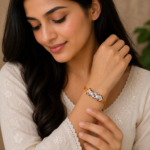 925 Silver Pearl Cluster Rakhi with Elegant Bead Detailing