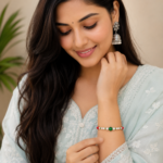 Classic Green Pearl Rakhi on Red Thread