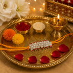 Radiant pink Pearl Rakhi: Graceful Bonds of Siblings