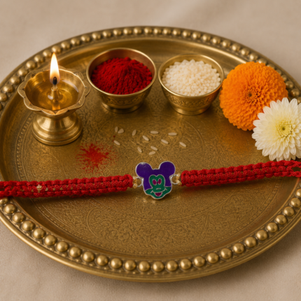 Purple Teddy Face Kids Rakhi