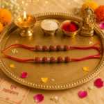 Divine Bond: Silver & Rudraksha Rakhi for Sacred Connections ( 2 Peices )
