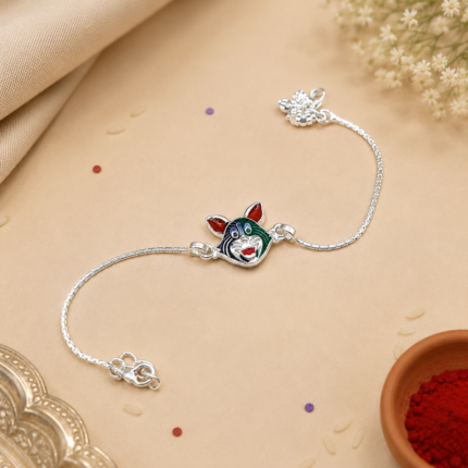 Pure Silver Mikey Mouse Face Designer Rakhi