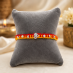 Pure Silver OM Rakhi – Auspicious Red & Yellow Thread (1 peice )