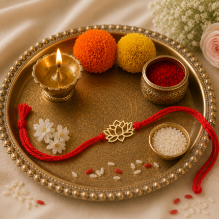Silver 925 Kamal Fool Golden Rakhi - Elegance in Every Thread