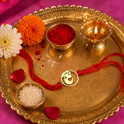 Silver 925 Ganpati Golden Rakhi - Divine Blessings for Raksha Bandhan