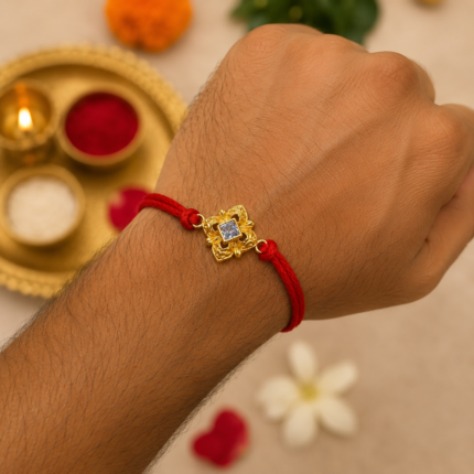 Silver 925 Golden Rakhi - Elegance in Sibling Bond