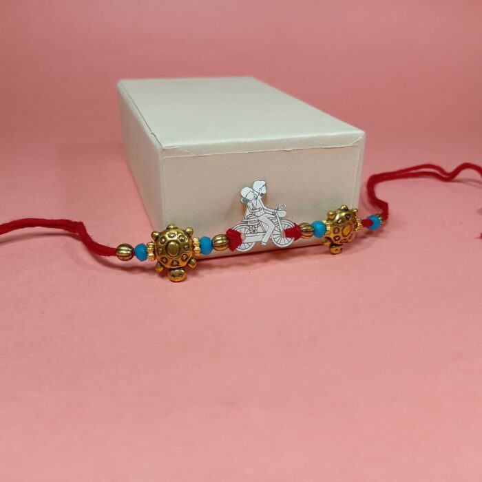 925 Silver Veer Rakhi with Antique Beads & Threadwork