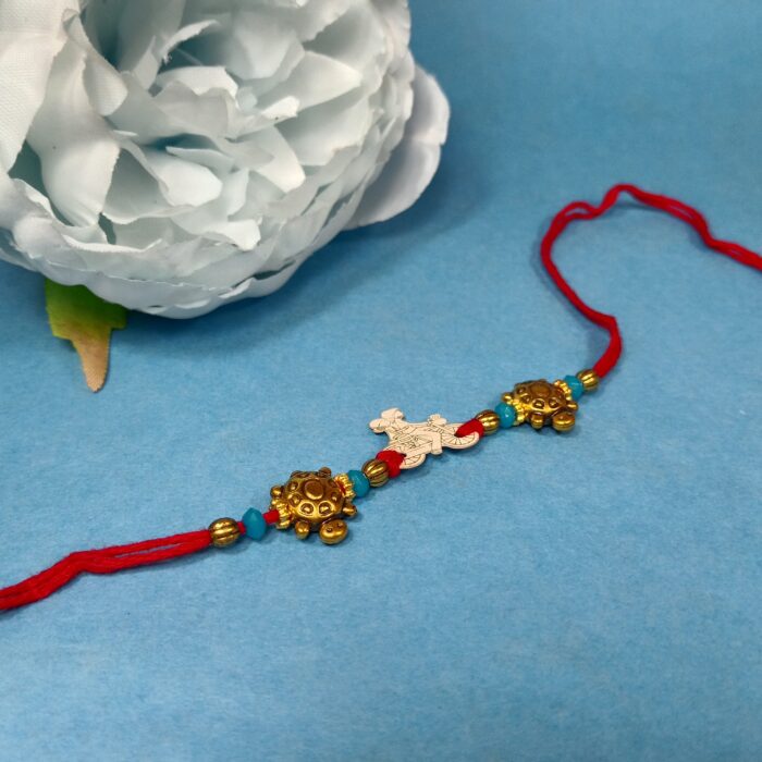 925 Silver Veer Rakhi with Antique Beads & Threadwork