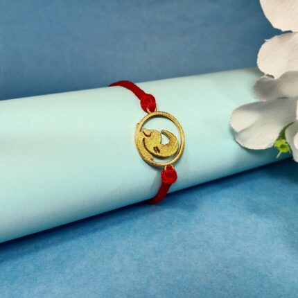 Silver 925 Ganpati Golden Rakhi - Divine Blessings for Raksha Bandhan