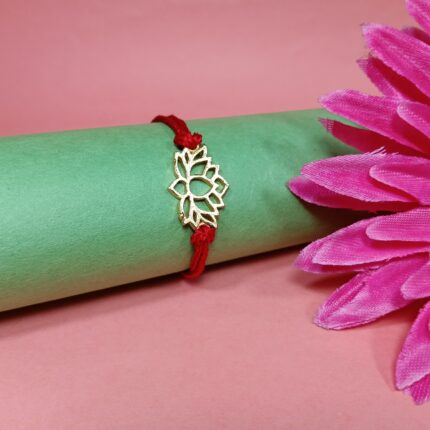 Silver 925 Kamal Fool Golden Rakhi - Elegance in Every Thread