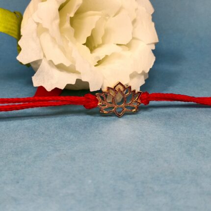 Silver 925 Kamal Fool Golden Rakhi - Elegance in Every Thread