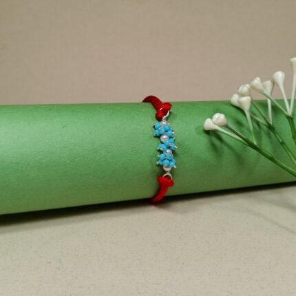 925 Silver Blue Floral Rakhi