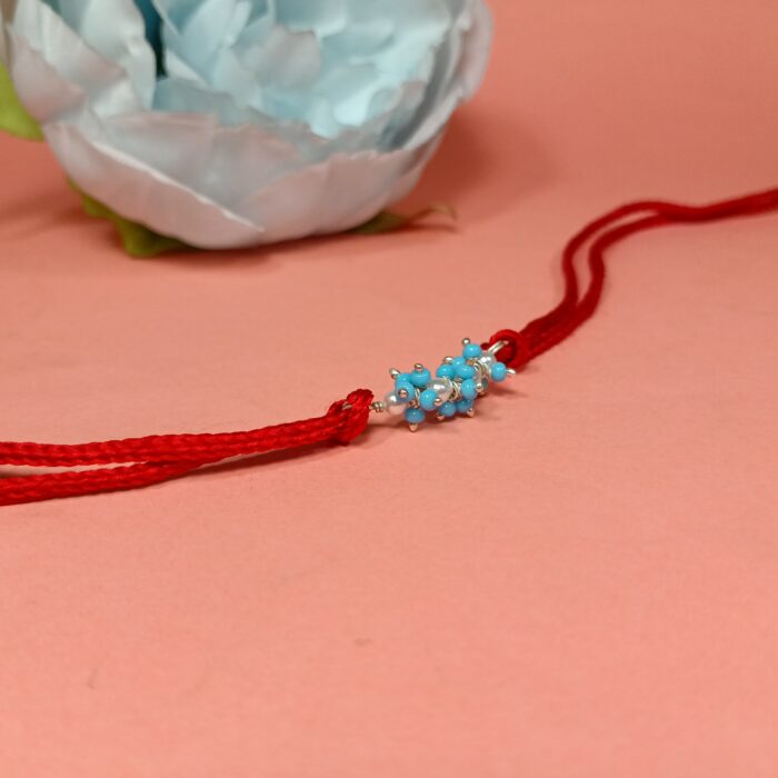 925 Silver Blue Floral Rakhi