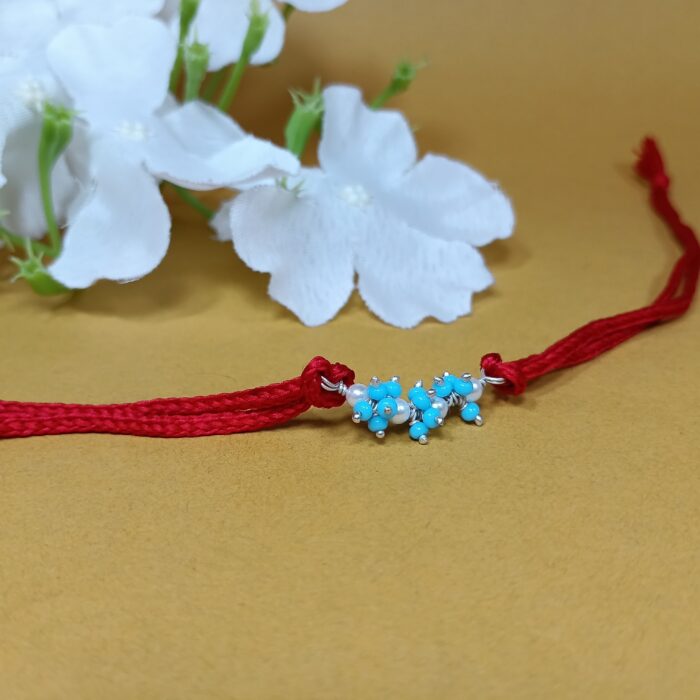 925 Silver Blue Floral Rakhi