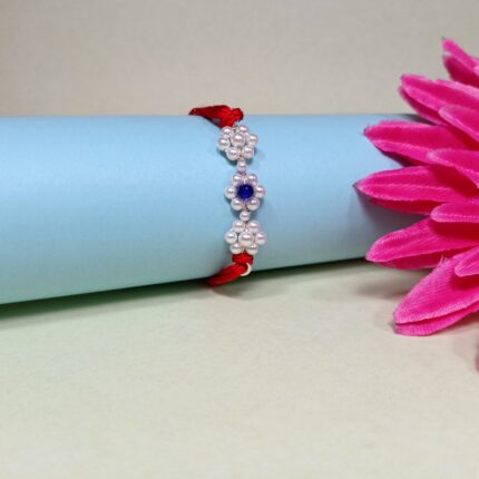 925 Silver Floral Rakhi with Blue Stone