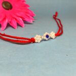 925 Silver Floral Rakhi with Blue Stone