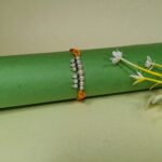 Elegant Pearl Beaded Rakhi with Orange Thread