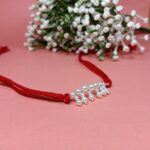 925 Silver White Pearl Rakhi on Red Thread