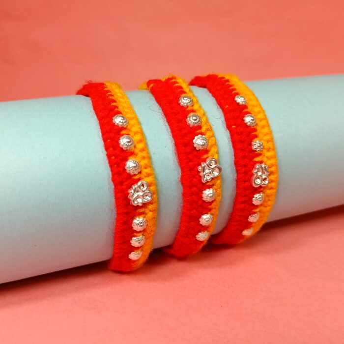 Triveni Raksha Bandhan Set – 925 Silver Triple Blessing Rakhis