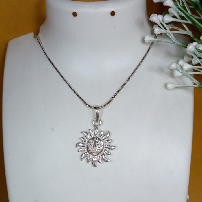 Pure Silver Surya Face Pendant – Symbol of Energy & Power