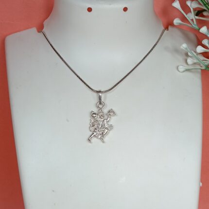 Divine Pure Silver Hanuman Pendant – Sanjeevani Form (Without Chain)