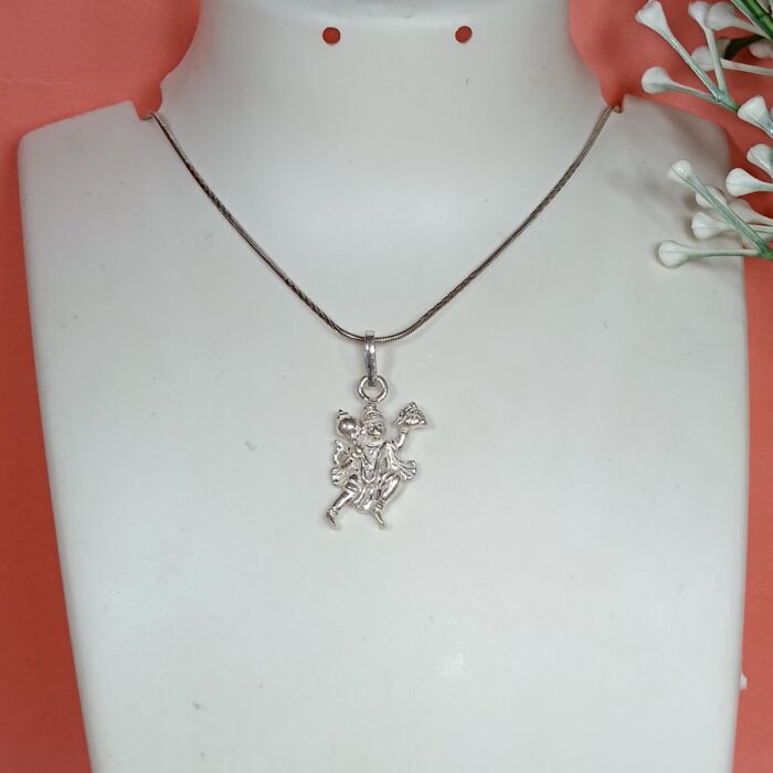 Divine Pure Silver Hanuman Pendant – Sanjeevani Form (Without Chain)
