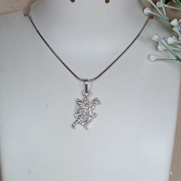 Divine Pure Silver Hanuman Pendant – Sanjeevani Form (Without Chain)