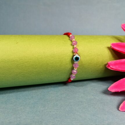 Pure Evil Eye Rakhi with Purple Beads & Red Thread