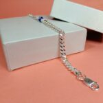 Elegant Pure Silver Bracelet with Blue Evil Eye Charm