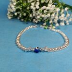 Elegant Pure Silver Bracelet with Blue Evil Eye Charm