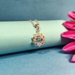 Pure Silver Om Pendant with Red & Pink CZ – Lotus Mandala Design